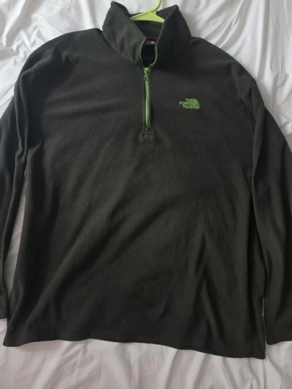 The North Face Green Fleece Half-Zip with Neon Green Accents